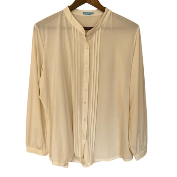 J. McLaughlin Ivory Long Sleeve Button Up Blouse - XL - Picture 1 of 4